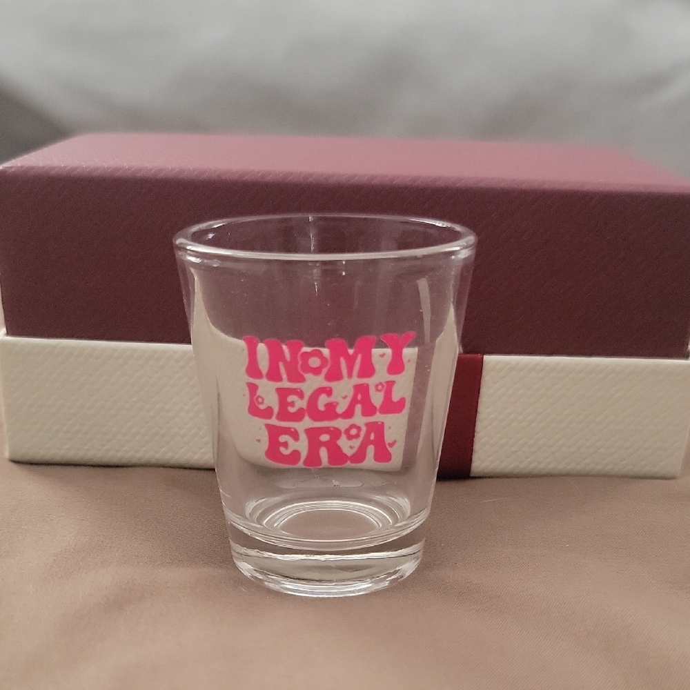 Pink and White Shot Glass